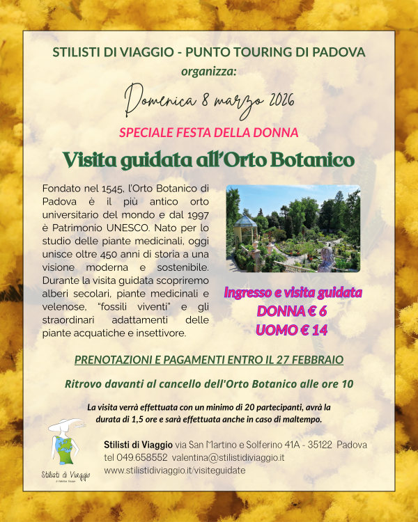 8 marzo 2026 - Visita guidata all'Orto Botanico I° TURNO: POSTI ESAURITI