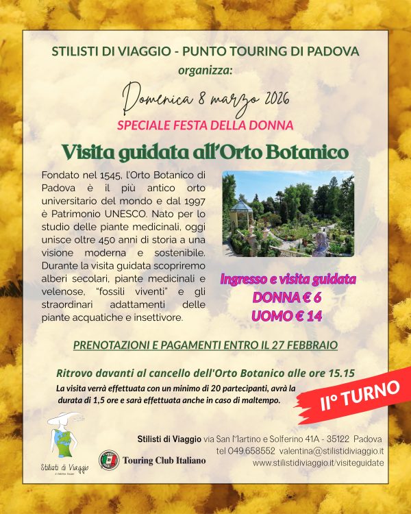 8 marzo 2026 - Visita guidata all'Orto Botanico II° TURNO: LISTA D'ATTESA